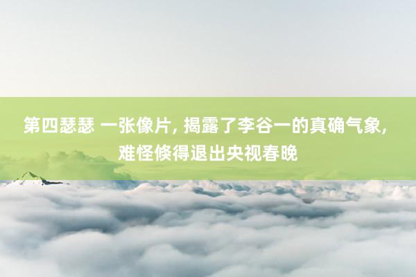第四瑟瑟 一张像片， 揭露了李谷一的真确气象， 难怪倏得退出央视春晚